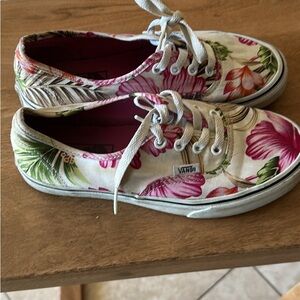 Vans Women's Old Skool Canvas Sneakers Hawaiian Floral Pink Green Skater Surfer